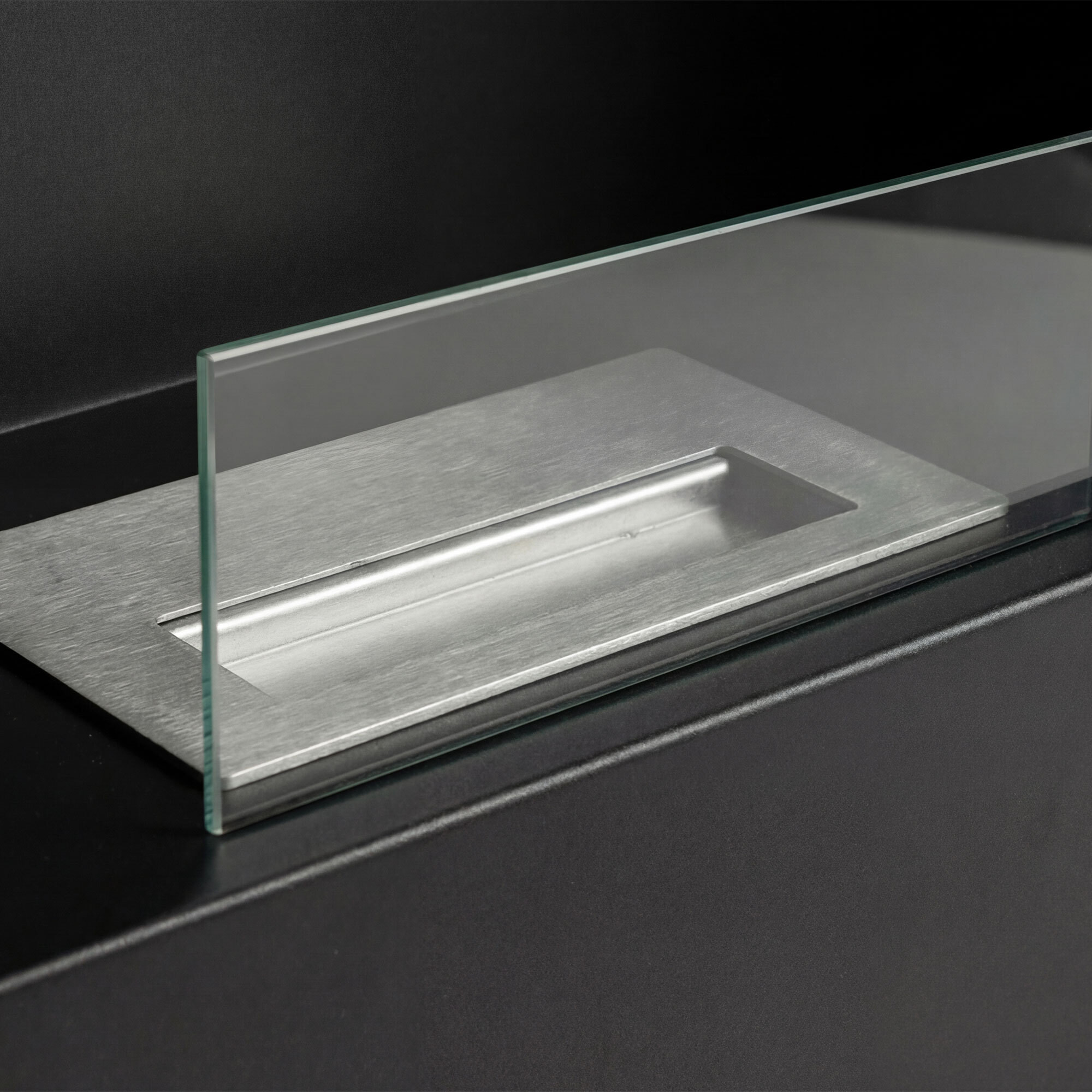 Venere - Camino a Bioetanolo da Pavimento 60x72x30 cm con Bruciatore 1 Litro e Piedi in Legno di Pino Nero