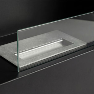 Venere - Camino a Bioetanolo da Pavimento 60x72x30 cm con Bruciatore 1 Litro e Piedi in Legno di Pino Nero