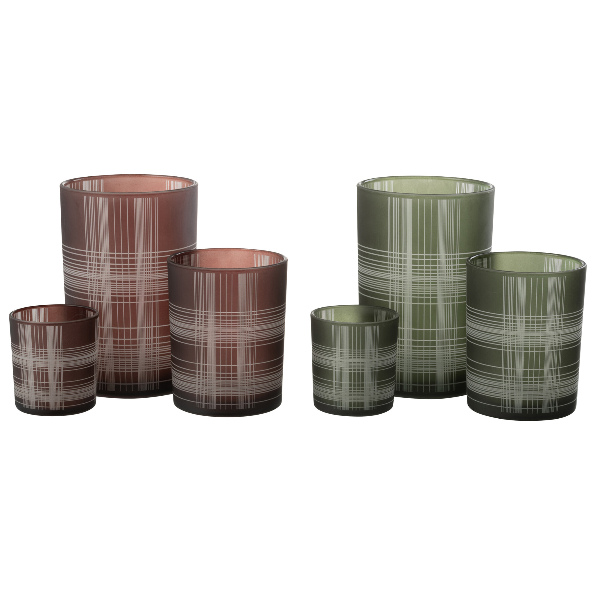 J-Line photophore Carreaux - verre - marron/vert - large - 2 pcs