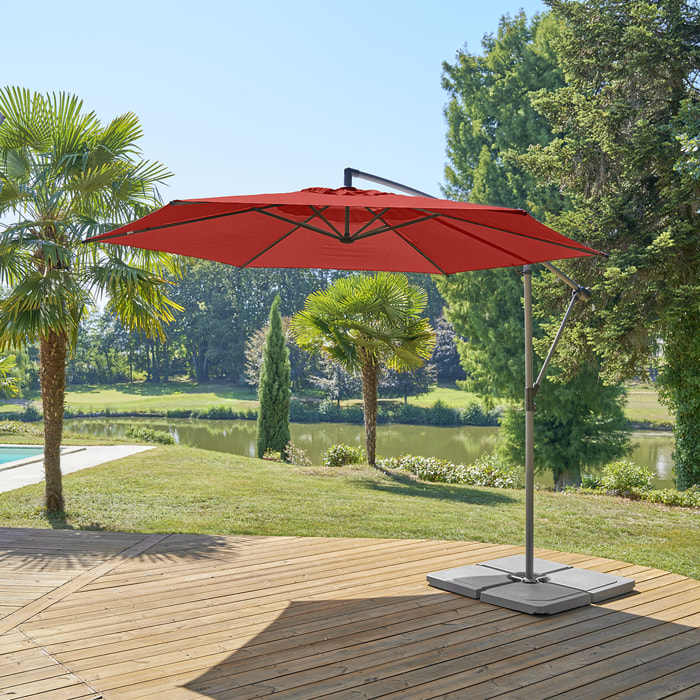 Parasol déporté rond "Manoa" Ambre 3m en aluminium acier et polyester