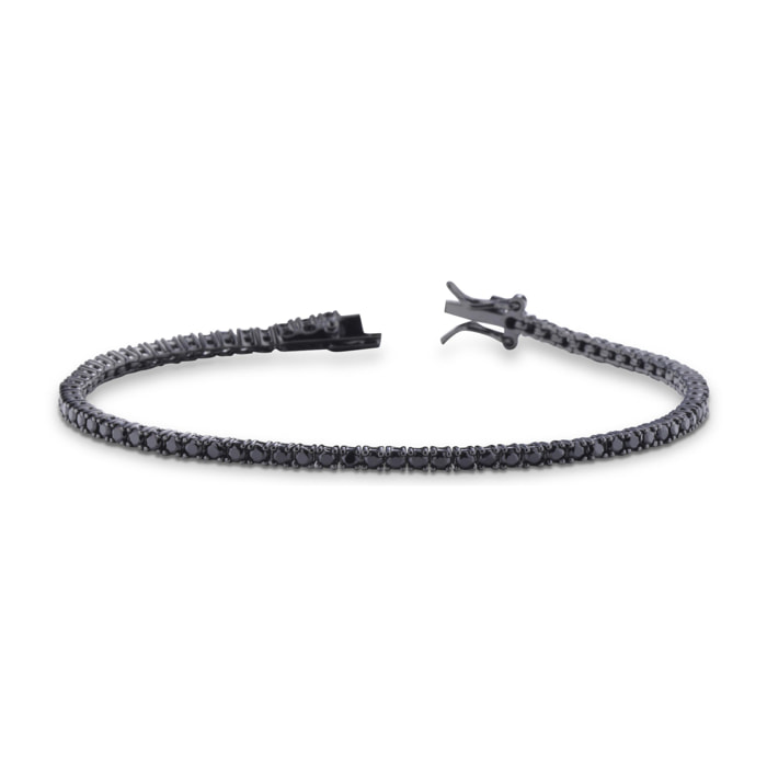 Bracciale Hiriwa 925 Tennis Argento Nero Pietre Nere