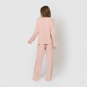 Pijama largo de viscosa rosa palo
