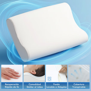 Almohada Cervicales y Cuello de Espuma Viscoelástica, Almohada Ortopedica con Diseño Ergonómico, Doble Altura, Funda Extraíble y Lavable, para Soporte de Cuello, Dormir de Lado y Boca Arriba