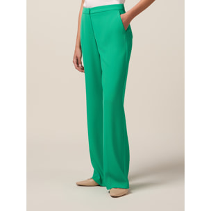 Oltre - Pantaloni wide leg in tessuto fluido - Verde