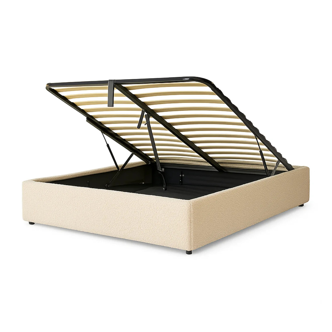 Lit coffre Futura | Ouverture électrique avec télécommande | Espace de stockage jusqu'à 900 L | Bouclette | Sable