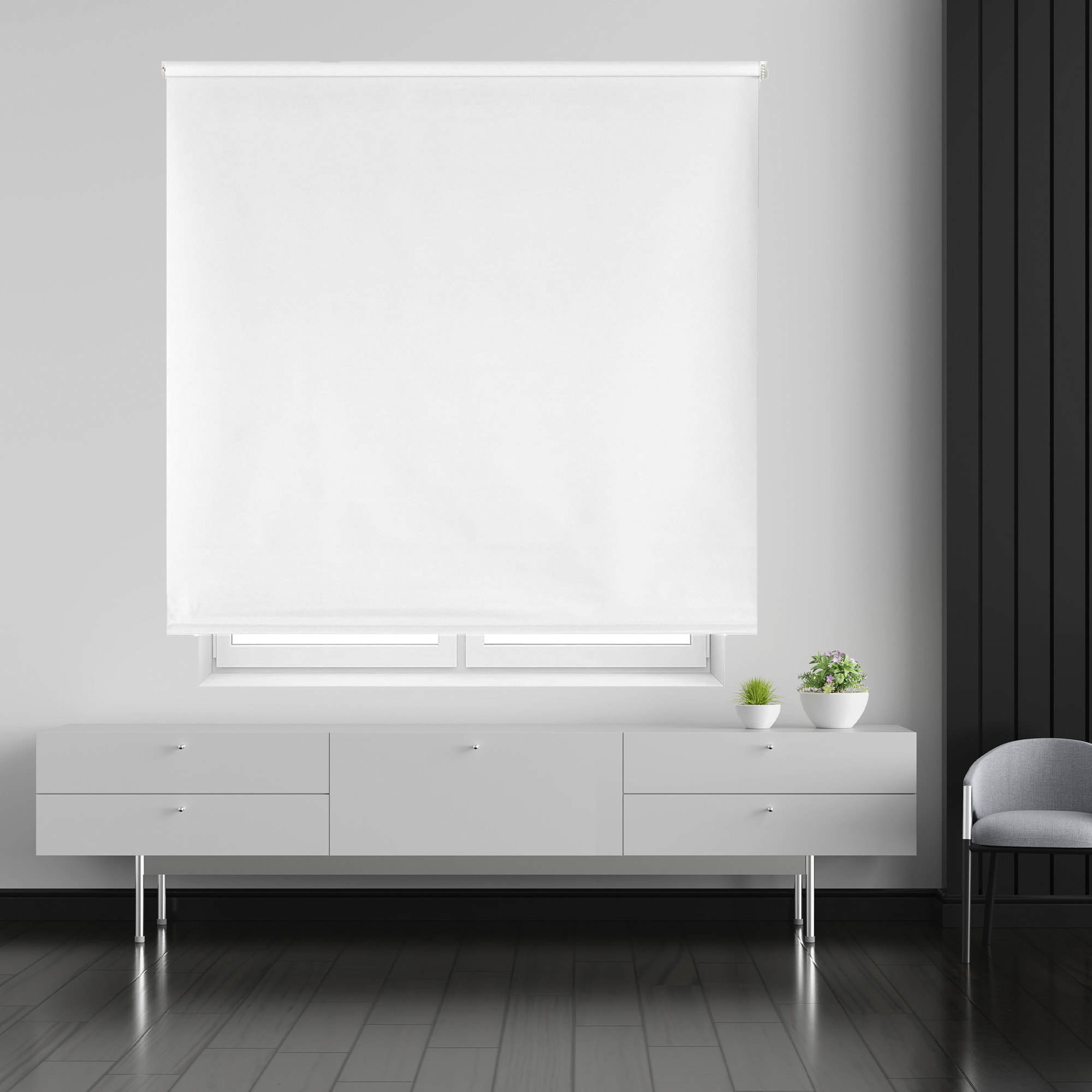 Well home estor enrollable opaco liso - blanco roto, 150 x 175cm (ancho x largo)/tamaño de la tela 147 x 170cm