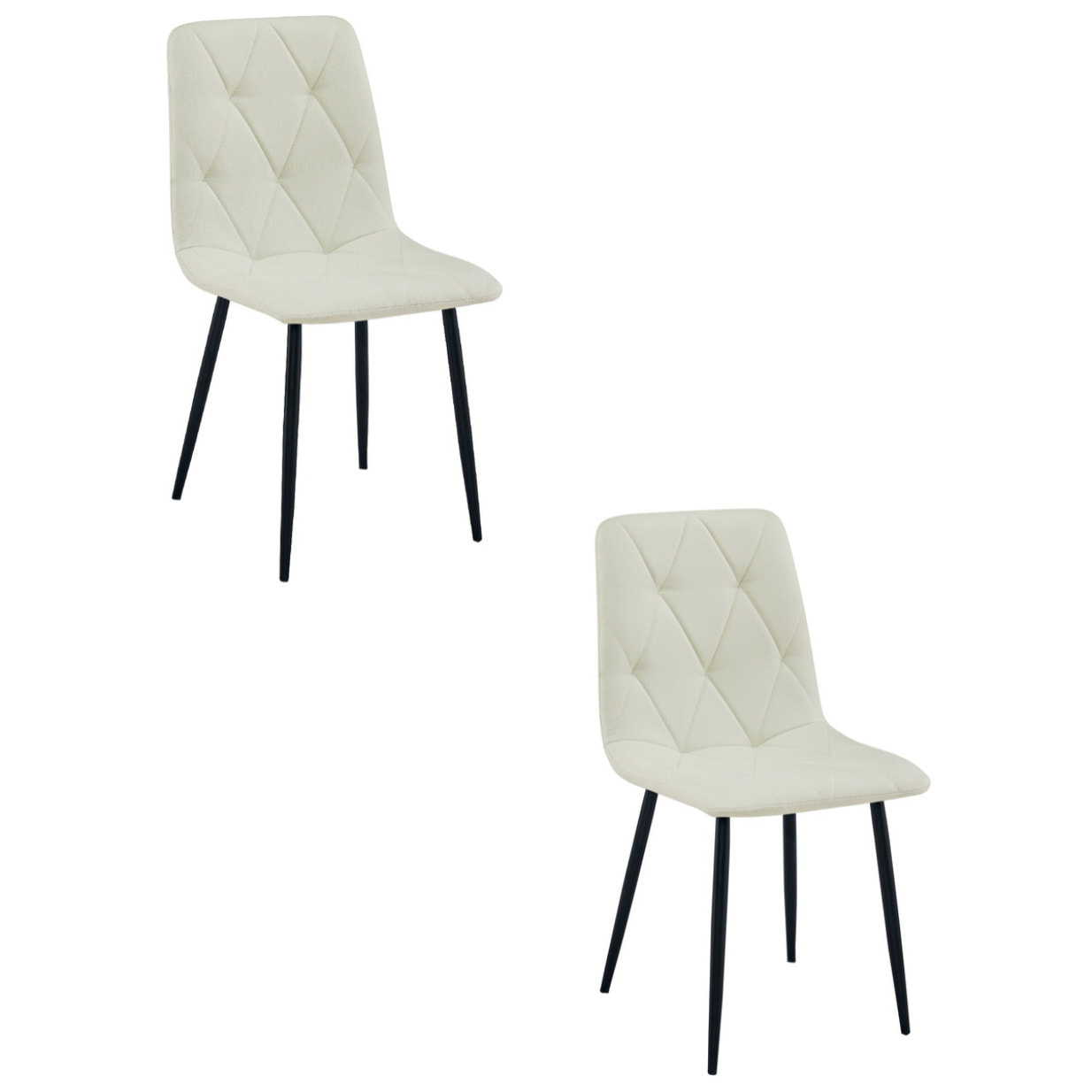 Set di 2 sedie Libra in tessuto beige e gambe nere