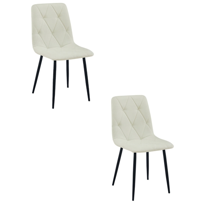 Set di 2 sedie Libra in tessuto beige e gambe nere
