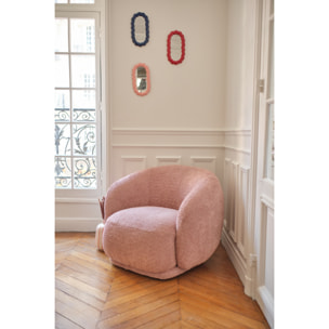 Brooklyn - Miroir mural ovale en céramique ondulée bleue