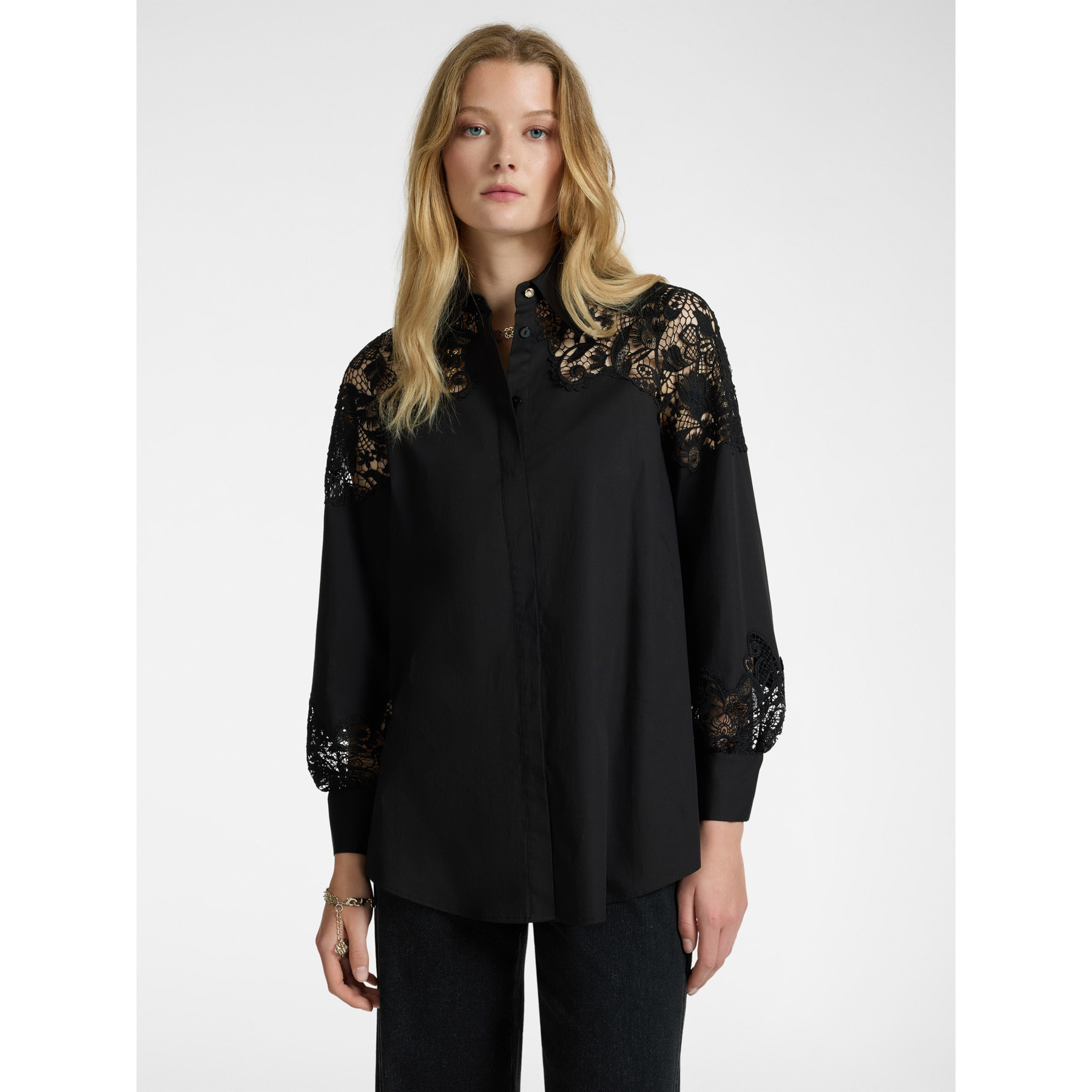 Elena Mirò - Camisa con encaje - Negro