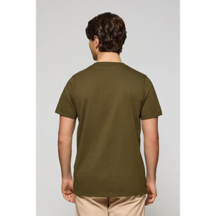 Camiseta caqui con cuello redondo y bordado Rigby Go