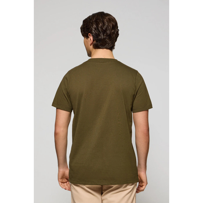 Camiseta caqui con cuello redondo y bordado Rigby Go