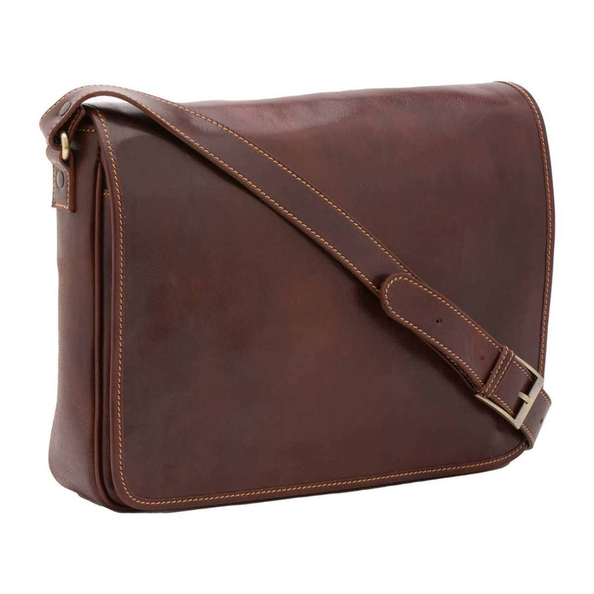 Borsa a tracolla uomo in vera pelle - Modello False - Made in Italy - 28.0 x 35.0 x 9.0 cm