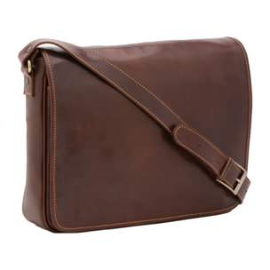 Borsa a tracolla uomo in vera pelle - Modello False - Made in Italy - 28.0 x 35.0 x 9.0 cm