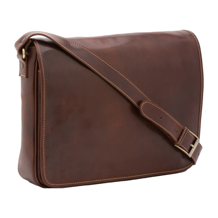 Borsa a tracolla uomo in vera pelle - Modello False - Made in Italy - 28.0 x 35.0 x 9.0 cm