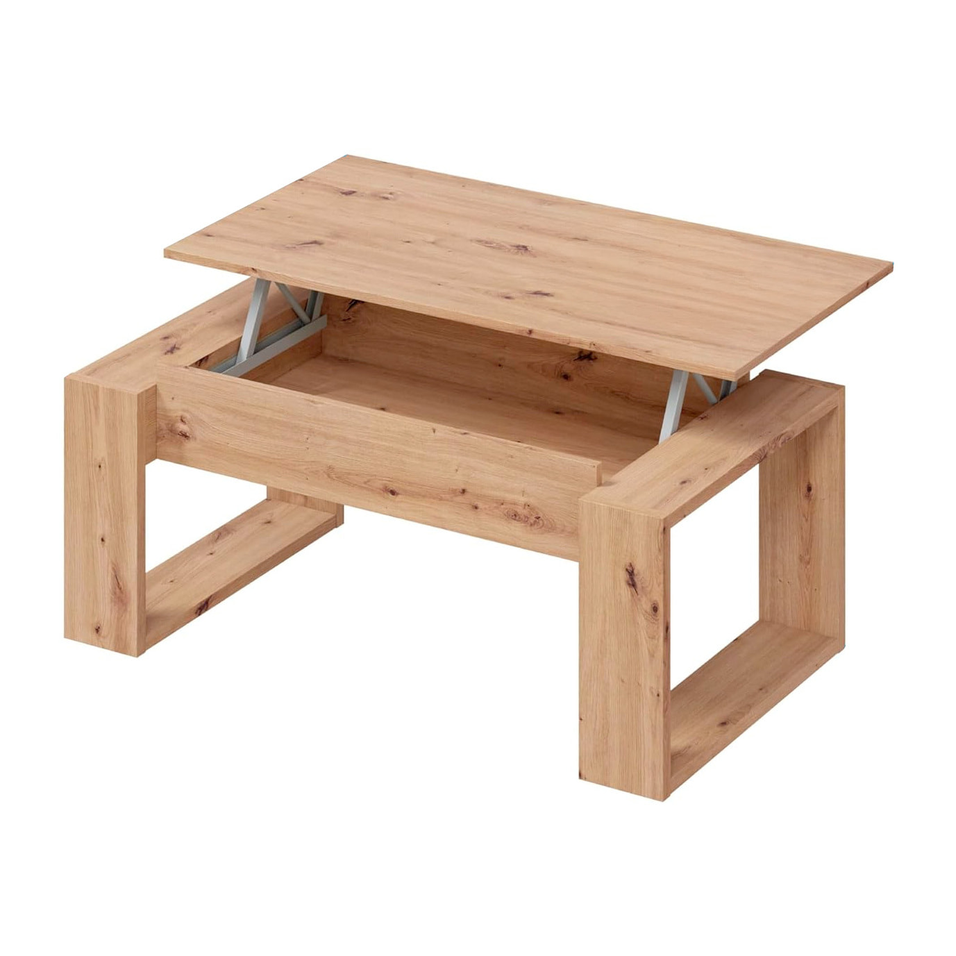 Tavolino Rialzabile Da Caffè Con Piano Sollevabile Tavolo Da Soggiorno Pranzo Moderno Salvaspazio Ideale per Mangiare Lavorare 105 x 55 x 45 cm Rovere