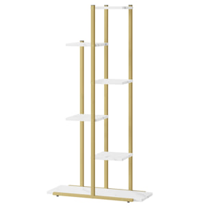 Scaffale Portapiante Moderno a 6 Ripiani Effetto Marmo e Oro