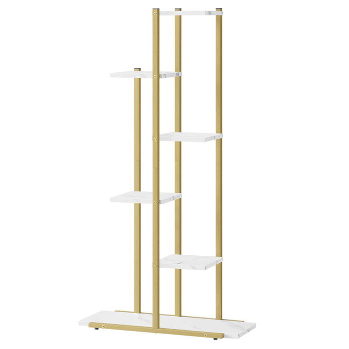 Scaffale Portapiante Moderno a 6 Ripiani Effetto Marmo e Oro