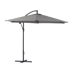 Parasol jardin déporté Alu "Ilios" - Rond - Ø 3 m - Gris