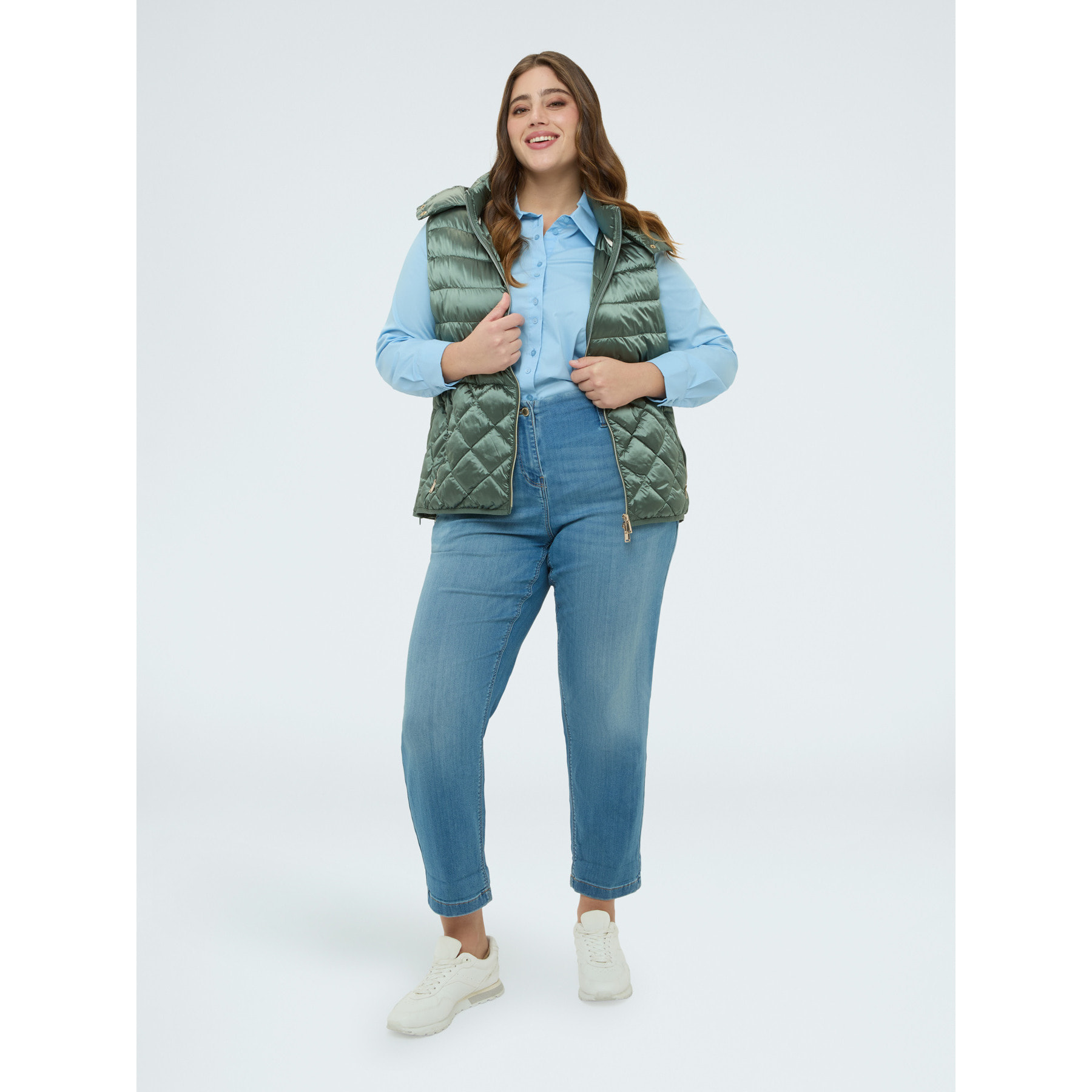 Fiorella Rubino - Piumino smanicato con cappuccio - Verde militare