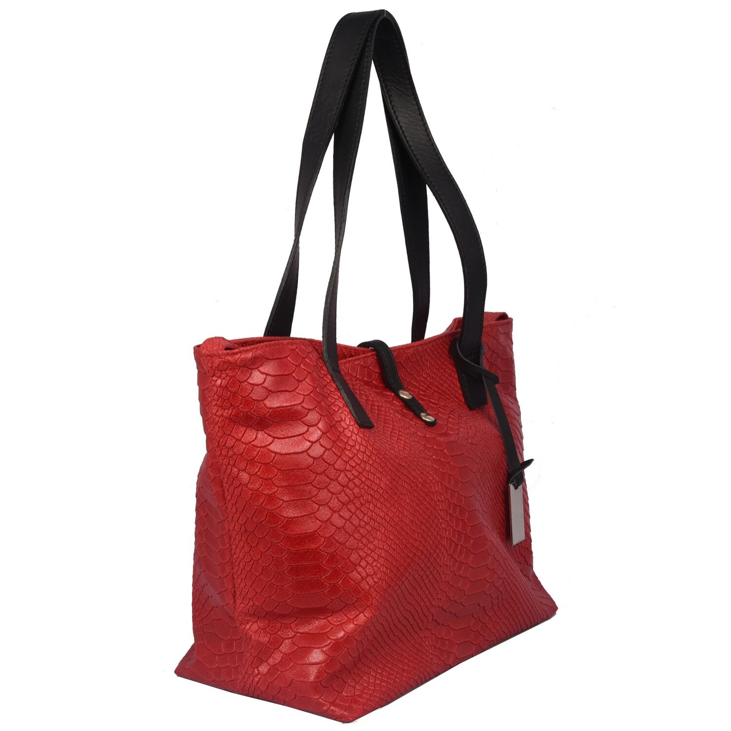 Borsa Donna in vera pelle Made in Italy colore Rosso dimensioni cm 26x31x15