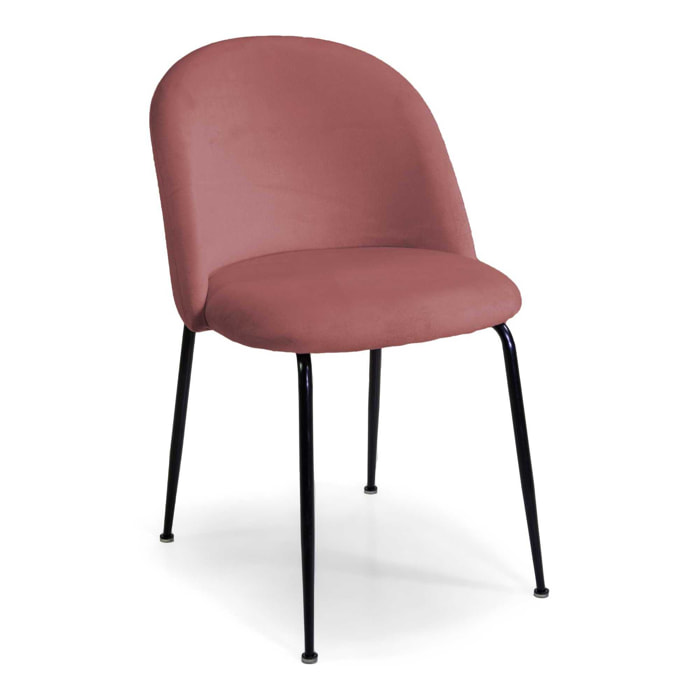 Sedia Sammi Vacchetti in velluto rosa antico con struttura nera cm50x57h77,5