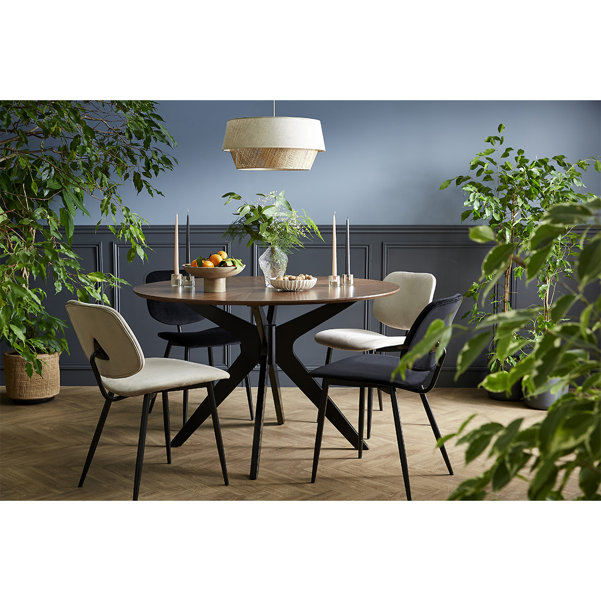 Chaises en tissu gris foncé et métal noir (lot de 2) TOBIAS