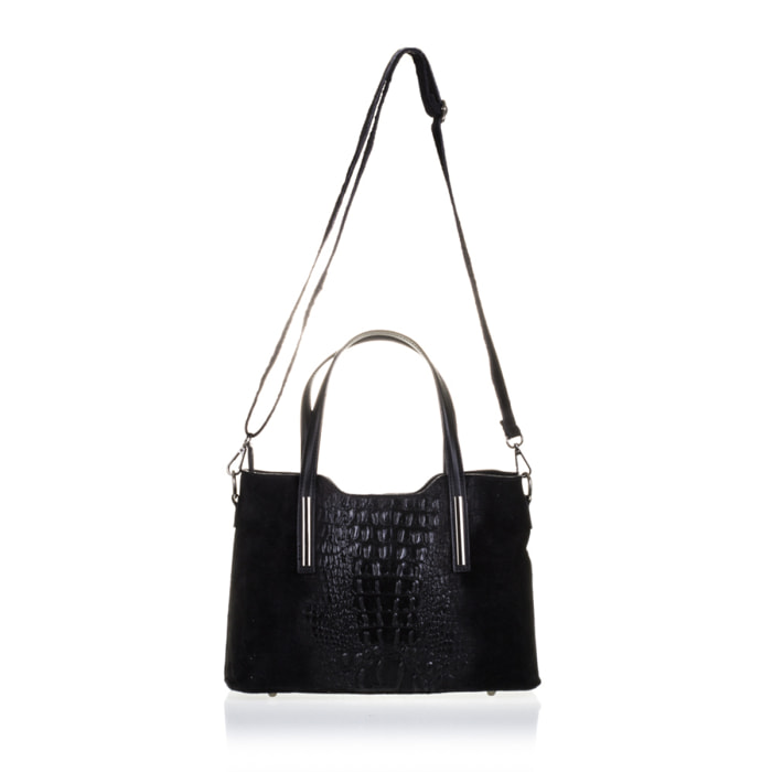 Fiesole Bolso tote Mujer.Piel auténtica Gamuza Grabado Cocodrilo