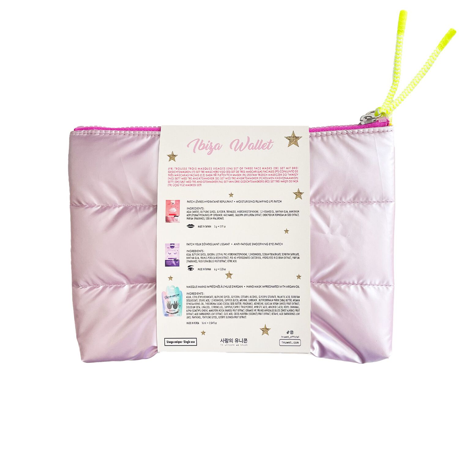 Ibiza Wallet - Trousse Masque Mains + Patch Yeux + Patch Lèvres