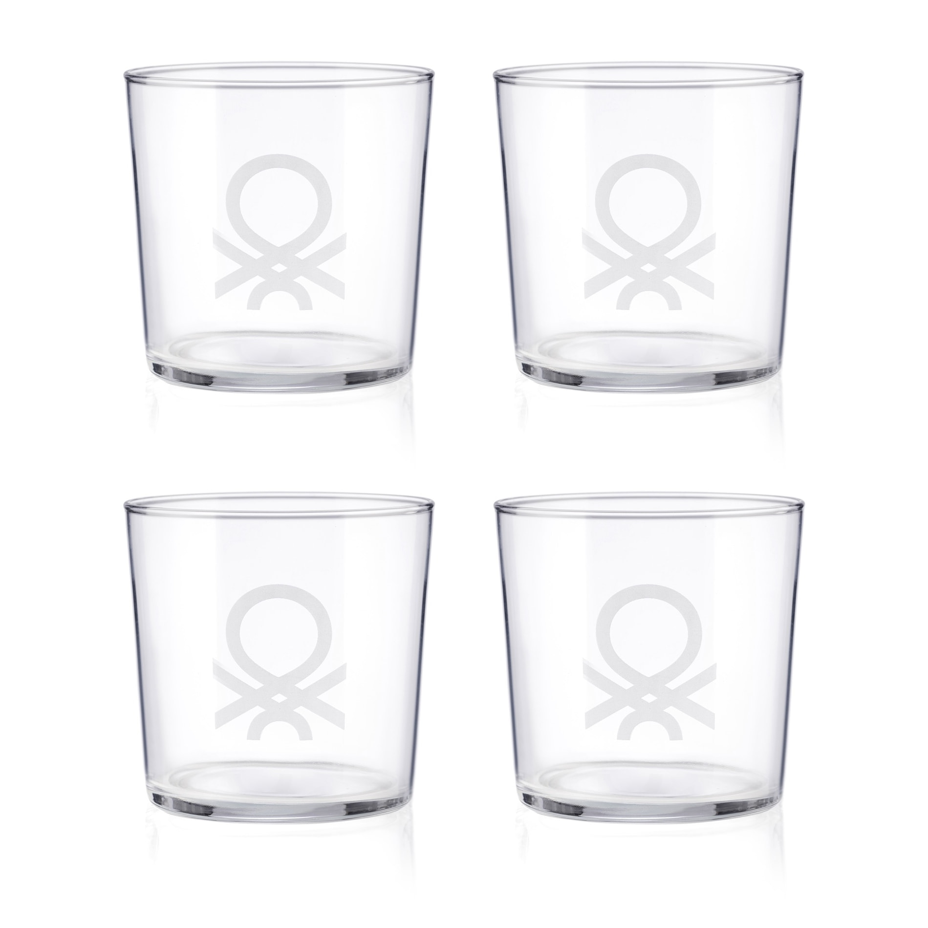 Vajilla 18 pcs y 4 vasos de agua de cristal, benetton