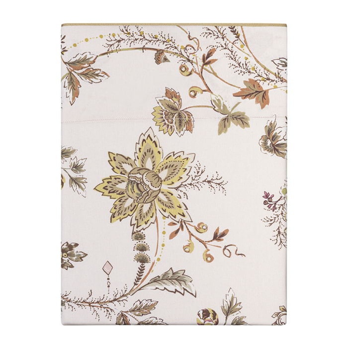 Drap plat imprimé en satin de coton bio, MAUSSANE, Rose clair