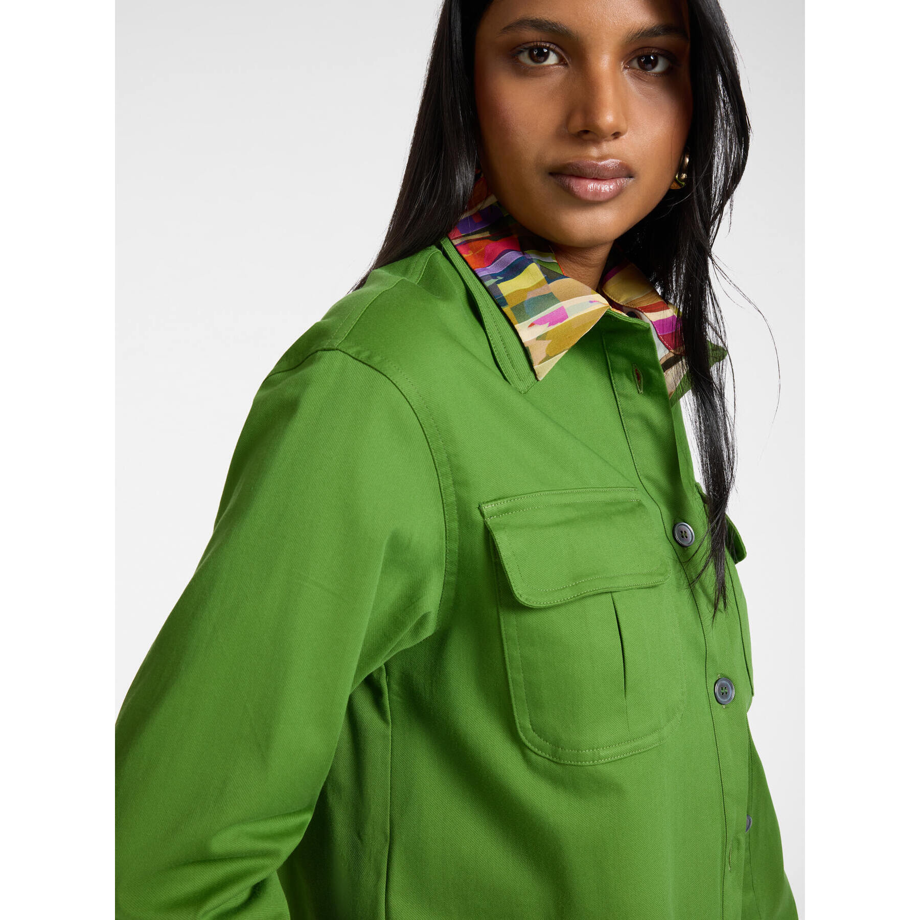Elena Mirò - Camicia in gabardina con tasche - Verde