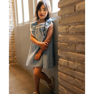 Vestido volantes lino verde