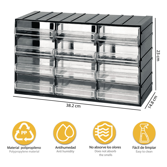 Unidad de almacenamiento modular con 12 cajones, Artplast