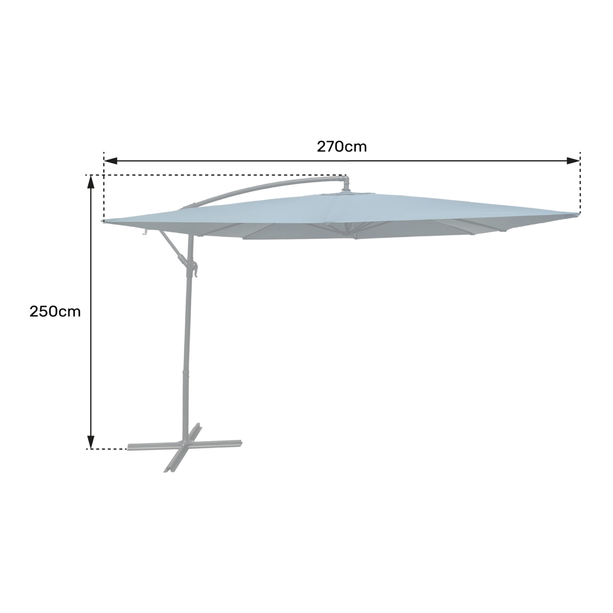 Parasol déporté MOLOKAI carré avec housse - Gris