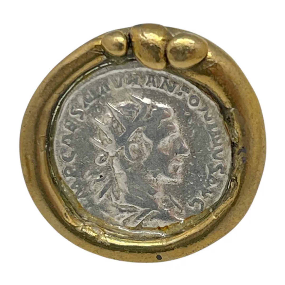 Anillo moneda mix vintage dorado-latón y plata chapado 10µ