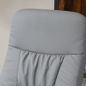 Fauteuil relax inclinable pivotant style contemporain avec repose-pied revêtement synthétique gris