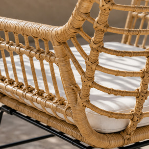 Ensemble de jardin 2 fauteuils et table basse effet rotin naturel LUGO