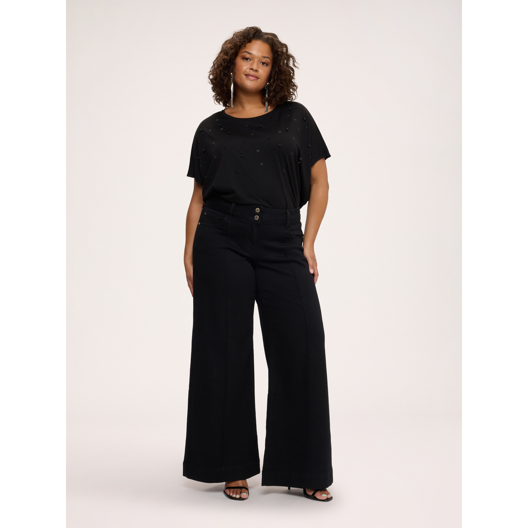 Fiorella Rubino - Jeans Wide Leg lavaggio black - Nero