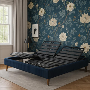 Lit électrique Ergoflex | Contour Velours Côtelé | Bleu nuit