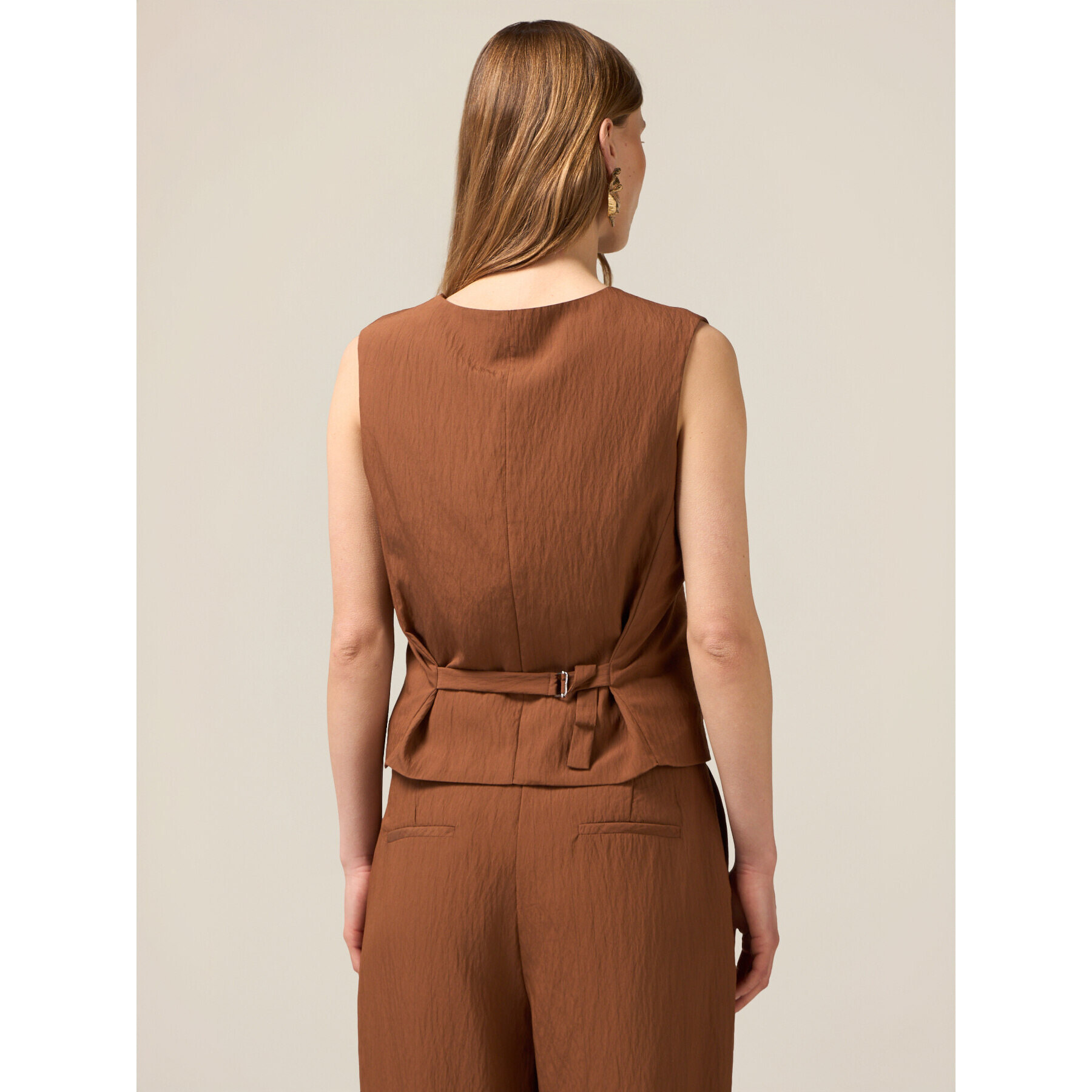 Oltre - Gilet in tessuto fluido - Marrone