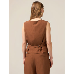 Oltre - Gilet in tessuto fluido - Marrone