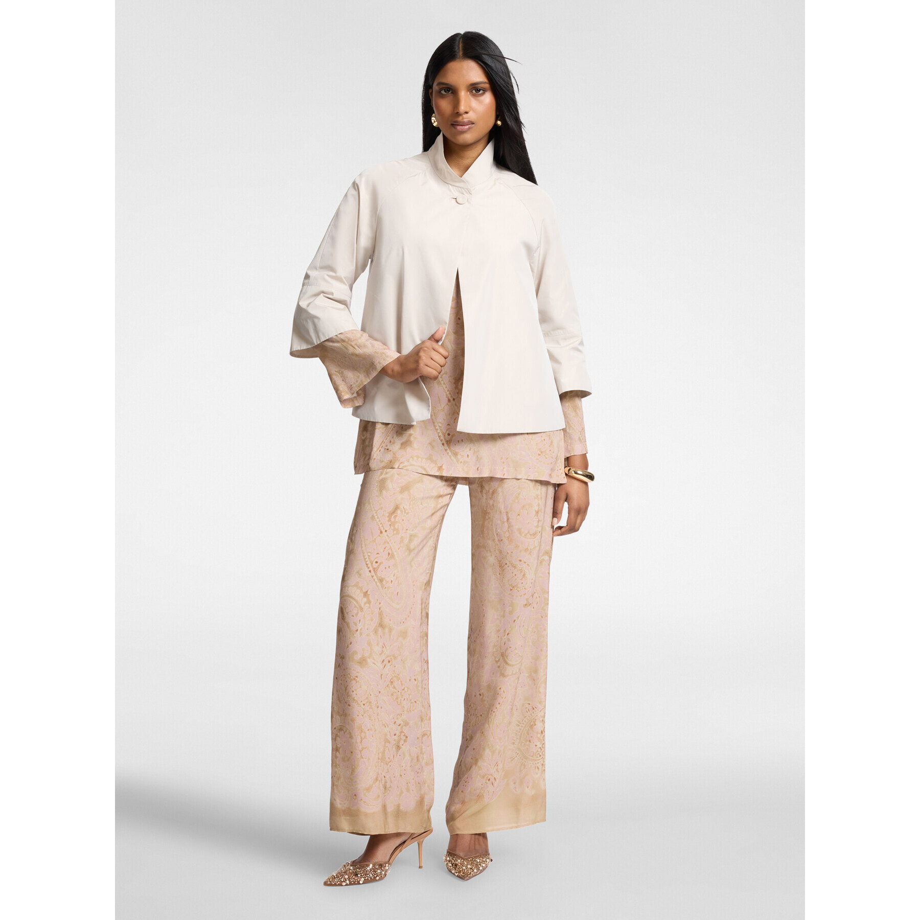 Elena Mirò - Chaqueta desestructurada en tafetán - Beige