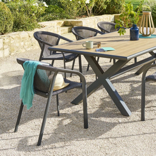 Fauteuil de jardin empilable "Riu" anthracite & graphite en aluminium traité en epoxy