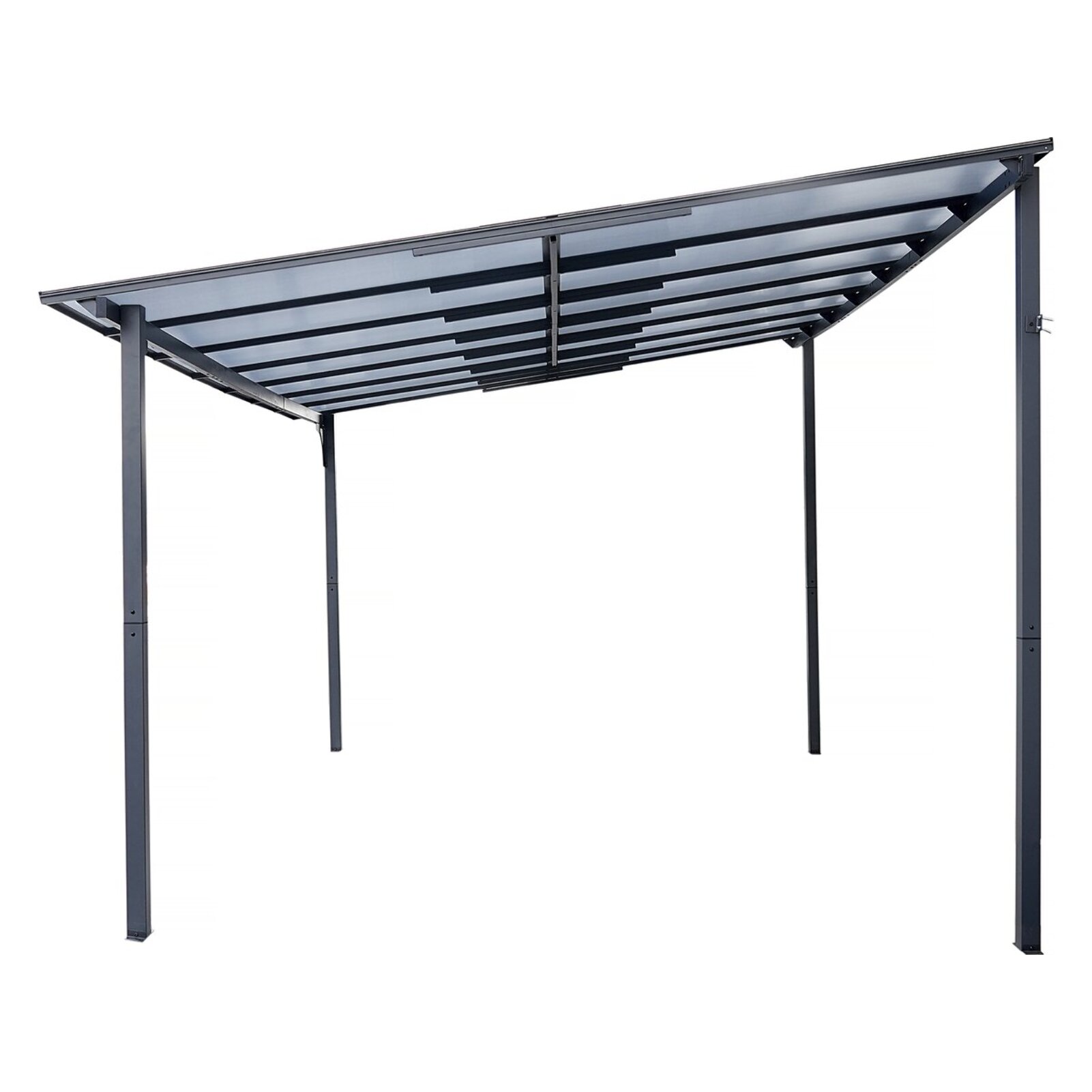 Pergola tonnelle adossée "Marvin" - 4 x 3 m - 423 x 298 x 243 cm - Gris foncé