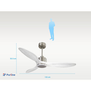 Ventilateur de plafond Réversible  Thermostat Dimmable Wifi Moteur à courant continu Toits en pente Télécommande Lumière à trois tons Hypersilence Mémoire