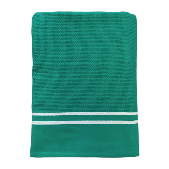 Fouta doublée éponge Waffle Vert 90x170 355g/m²