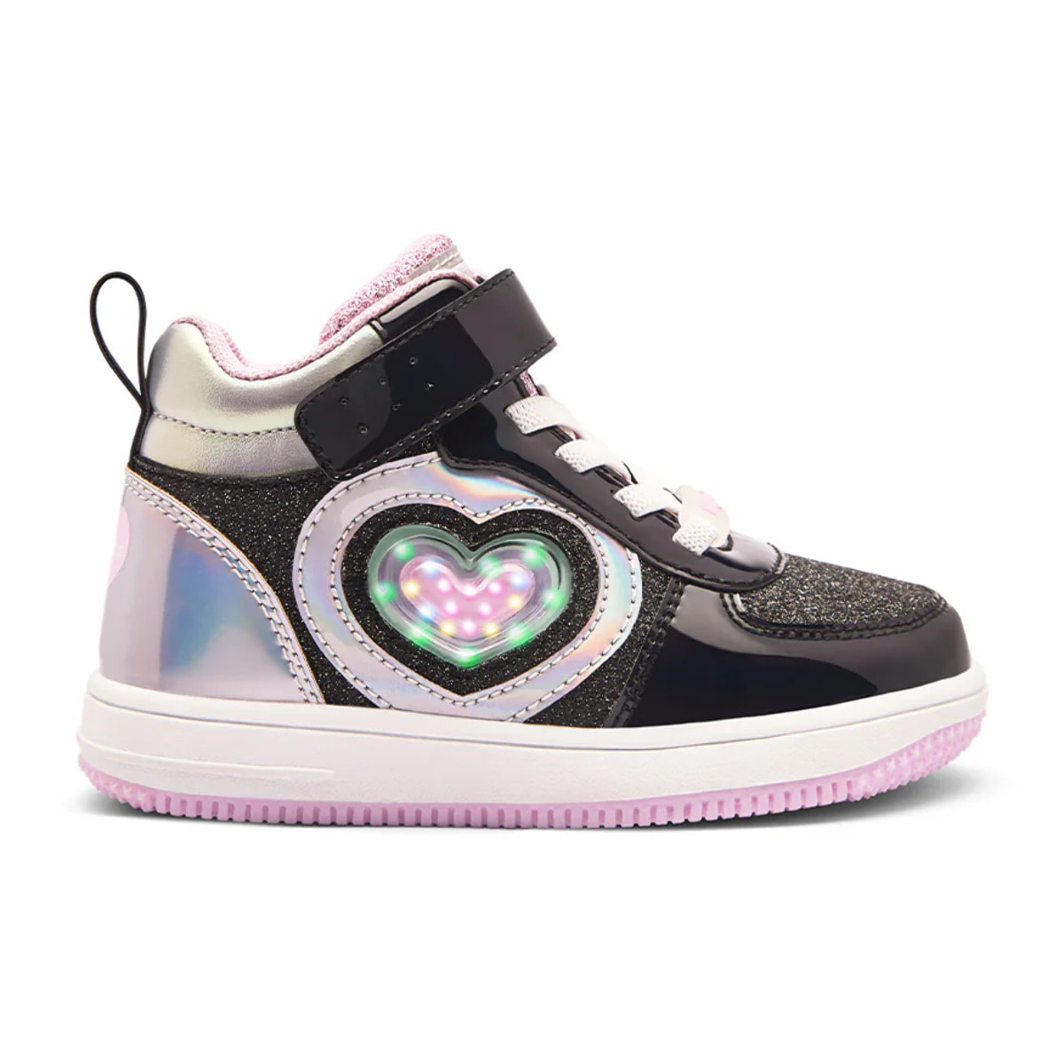Sneakers luminose da bambina con stampa a cuore