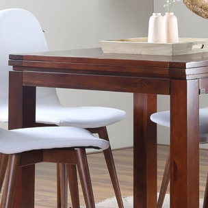 Table à manger extensible Blay -bois massif de mindi et placage naturel de mindi-couleur teck 90 x 78 x 90 cm