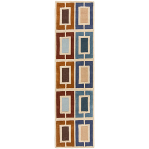 Tapis en laine de couloir BLOCKS RETRO Bleu